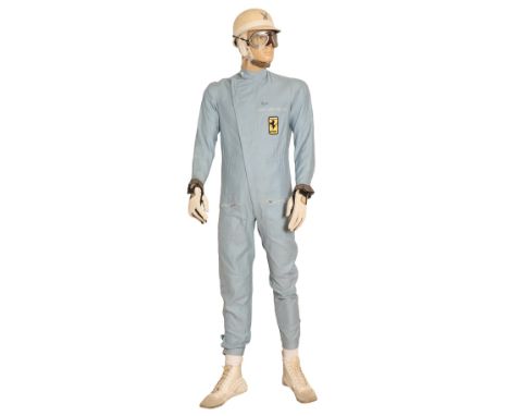 LES LESTON RACE SUIT WORN AND SIGNED BY SIR STIRLING MOSS This is a Les Leston original Ferrari badge race suit, in classic p