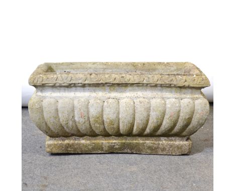 Rectangular garden planter, fluted bowl, 70cm.