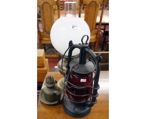 Paraffin lamp & 2 further lamps