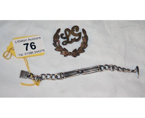 First world war patent trench watch, flexible bracelet strap marked "Army" together with a Lewis machine gunners badge