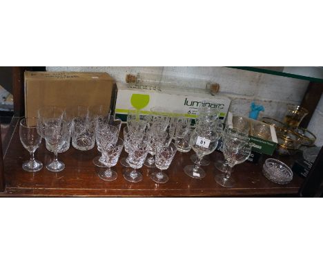 Large collection of cut glass and glass (whole shelf)