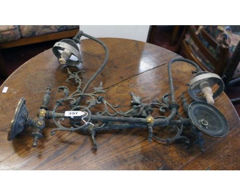 Pair of early gas lamp fittings