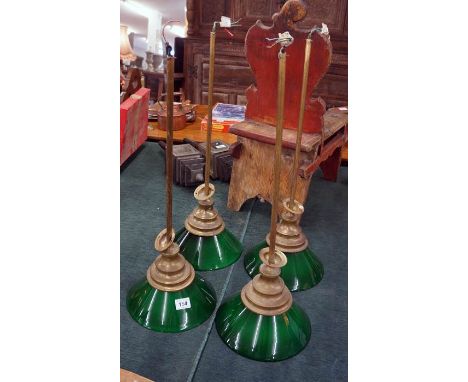 4 old light fittings with green shades