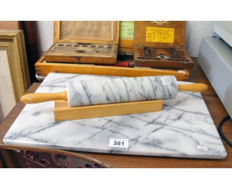 Marble chopping board and rolling pin