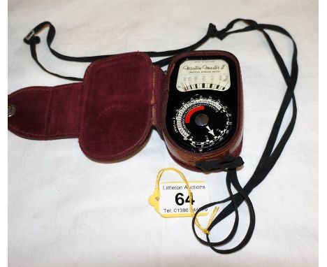 Old light meter in leather case
