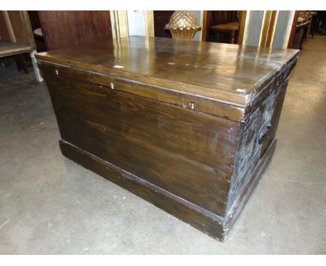 A Victorian stained pine fitted tool chest 