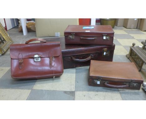 Three vintage cases and a bag 