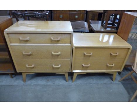 Two G-Plan Brandon light oak chests of drawers 