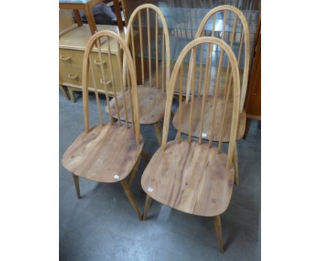 A set of four Ercol elm and beech Quaker chairs 
