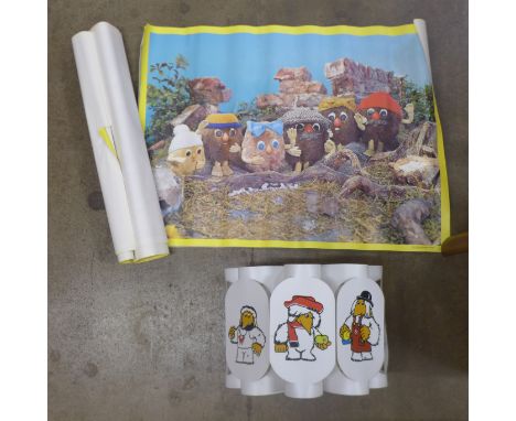 A vintage Wombles light shade and seven posters 