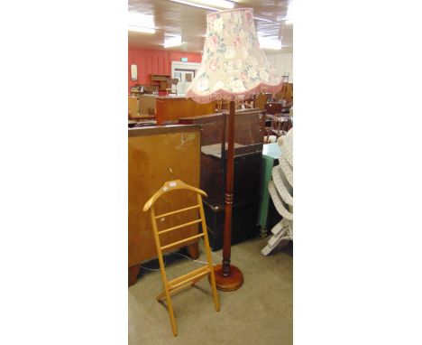 A beech standard lamp and a gentleman's valet stand 