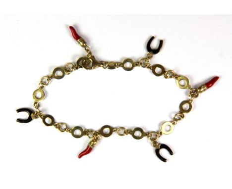 A 9ct yellow gold enamelled bracelet, (approx. 7gr).