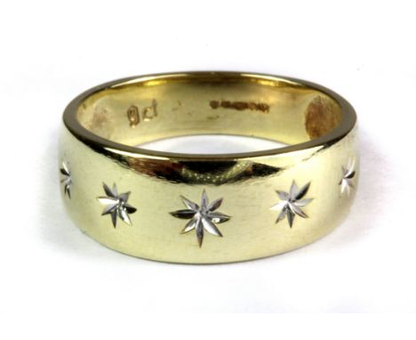 A 9ct yellow gold ring, (K).