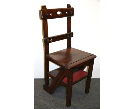 A 19th century metamorphic library step chair, H. 87cm.