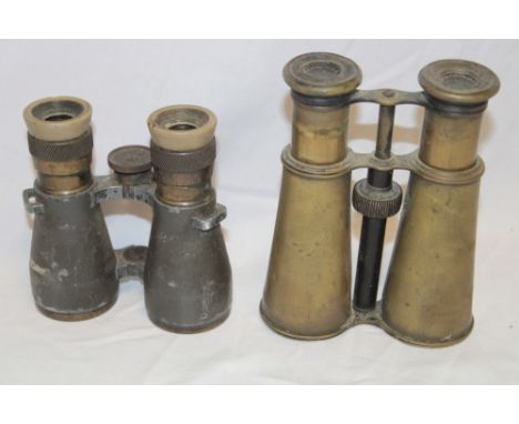 Two pairs of First War German military binoculars