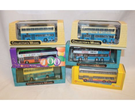 Six mint and boxed Chinese/Hong Kong buses including Corgi etc.