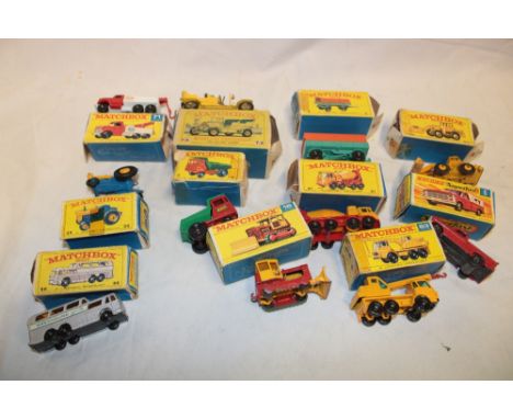 Lesney Matchbox - eleven various boxed vehicles including Case tractor, Ford tractor, Greyhound bus, Foden Concrete truck, Y1