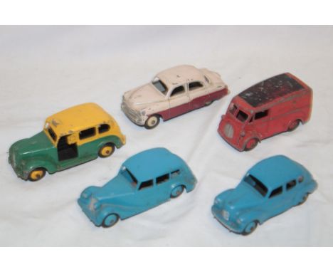 Dinky Toys - five various diecast vehicles including Royal Mail Delivery Van, Taxi, Triumph etc.