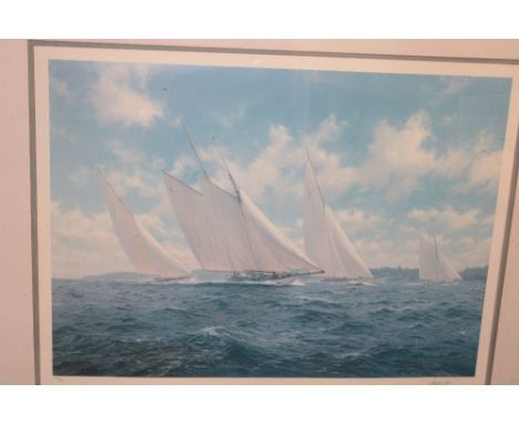 A large limited-edition No. 388/600 racing yacht print "The Big Class 1930" after J. Steven Dews, signed by the artist, frame