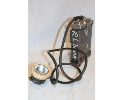 A Cornish Miner's battery lamp named to L. Thorne (originally from South Crofty)
