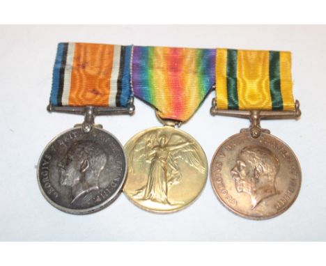 A First War pair of medals together with Territorial Force War medal awarded to No. 3574 Pte. J. Jasper DCLI