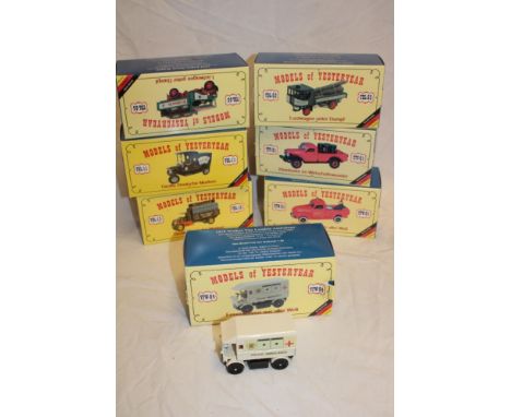 Seven German models of Yesteryear diecast vehicles including Ford Pick-up, Ford Model T Van, 1919 Walker Van, 1922 Foden Stea