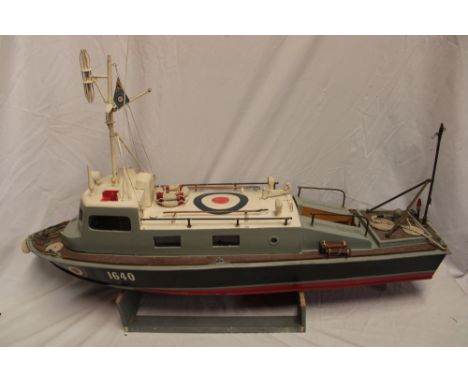 A wooden scale built model of a British Naval patrol boat 36" long