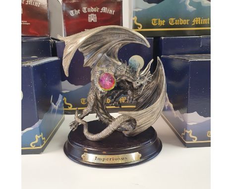 A boxed Myth and Magic figure, OY05 Imperiosus, LP01 Loyal Dragons, 3813 The Protagenist, 3887 Dragon of the Heart, 3201 Merl