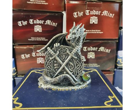 A boxed Myth and Magic figure, 3938 The Celtic Shield, 3147 Dragons at Play, 3134 Reflections, 3186 Hot Stuff,  3033 Reborn D