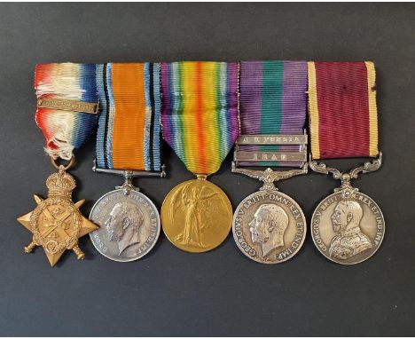 On instructions of the family: A group of five medals awarded to Farrier Staff Sergeant S M Layzell RA, comprising a 1914 Sta