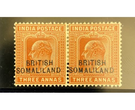 British Somaliland 1903 EdVII 3a fine fresh m/m pair with 'BRITISH' variety SG28a, cat. £275 