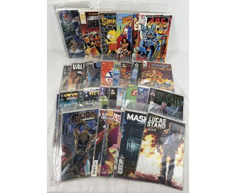 50 comic books by independent publishers. To include Judge Dredd, The Simpsons, Captain Atom, Wildcats, 7th System (full set)