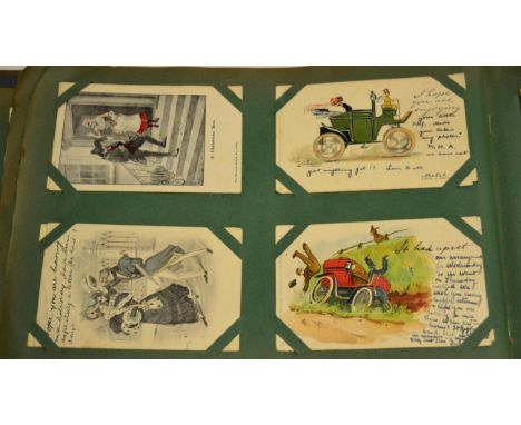 A Distressed Album of Postcards housing a mix (from mainly the turn of the last century) of topographical (including Sleights