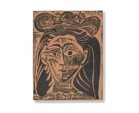 Pablo Picasso (Spanish, 1881-1973)Femme au chapeau fleuri (Ramié 521) stamped and numbered Madoura Plein Feu/Empreinte Origin