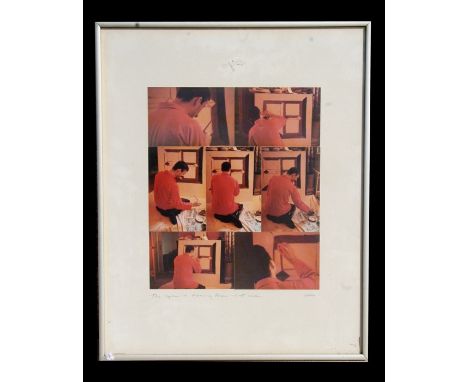 Shan - a photographic print of the artist at work, titled - The Square of Heavenly Peace,  Left Section - signed in pencil, f