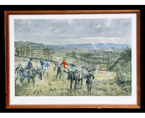 Lionel Edwards (British 1878-1966) - A Hunt Gathering - coloured print, signed in pencil to the margin, framed &amp; glazed, 