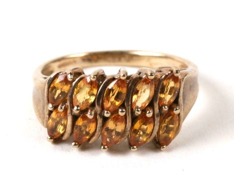 A 9ct gold and citrine ring. Approx. UK size N  4g