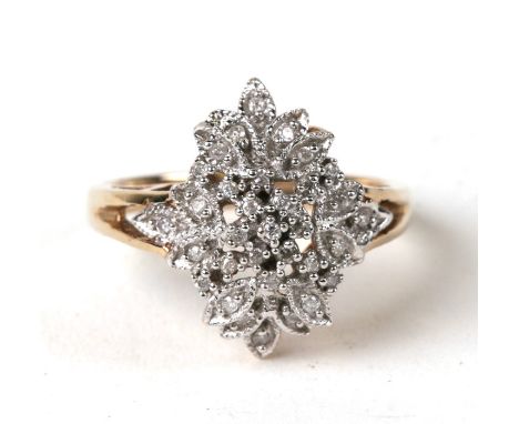 A 9ct gold diamond flower ring. Approx UK size N  4.4g