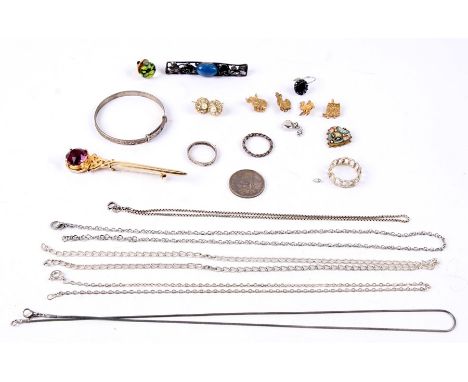 A quantity of silver and costume jewellery to include a Victorian micro mosaic heart shaped brooch; a Scottish kilt pin set w