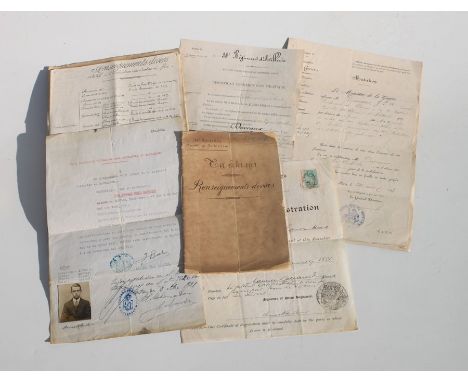Late 19th century French Military documents including 38th Regiment of Artillery dated 1880, Army Reserve dated 1886, 12th Br