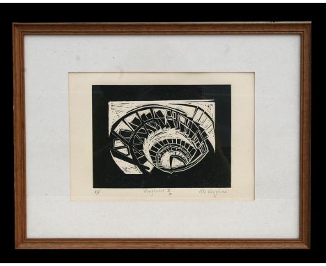 N Vaughan - Dungeness II - artists proof woodblock print, framed &amp; glazed, 20 by 15cms (8 by 6ins).