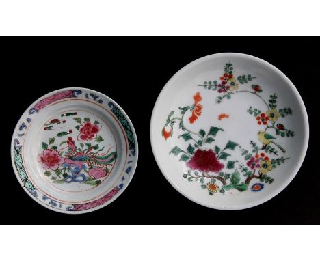 A Chinese famille rose shallow dish decorated with birds &amp; flowers, 20cms (8ins) diameter; together with a Chinese Ducai 