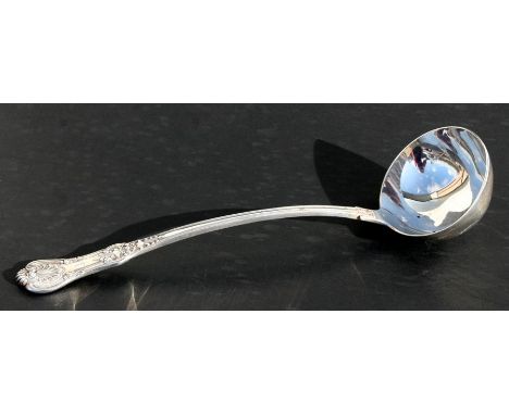 A Victorian King's pattern silver ladle, London 1897, weight 320g.
