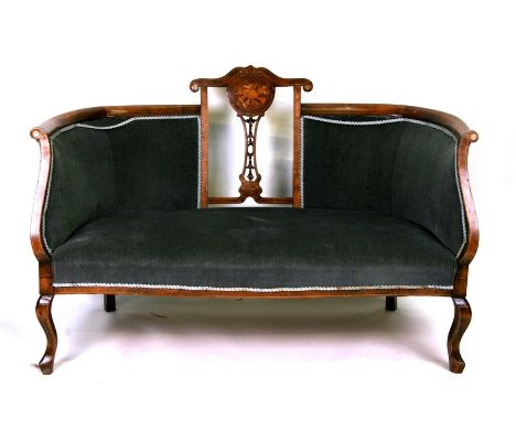 An Edwardian rosewood parlour suite comprising a two-seater sofa, tub chair, library chair and two open chairs (5).Condition 