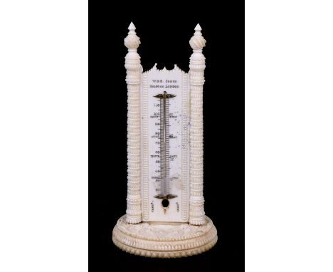 A 19th century Anglo Indian desk top thermometer with makers name W &amp; S Jones, Holborn ,London. 14cm (5.5 ins) highCondit