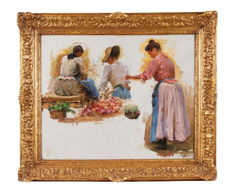 Julien-Gustave Gagliardini (1846-1927)&nbsp;
Trois studes de femmes au marche
Oil on canvas
In a gilt frame
52cm x 64cm