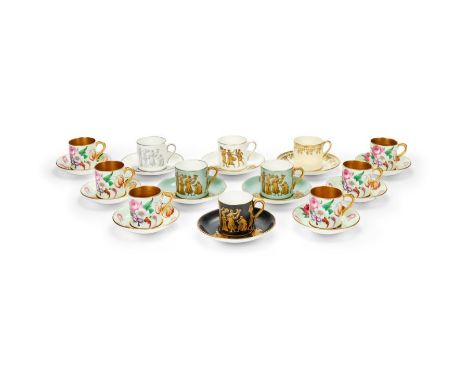 A quantity of mid 20th century coffee cans and saucers by Paragon and Hammersley
Comprising a set of six Paragon floral decor