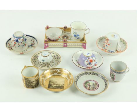 A fine late 18th Century French porcelain Cabinet Cup and Saucer, probably Pierre-Louis Dagoty, Paris, with monochrome rivers