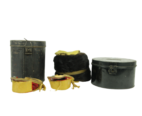A cased woollen Army issue Fur Hat, for the 14th Hussars (J. Murray Esq.) by Hawkes &amp; Co., 14 Piccadilly, London; togethe