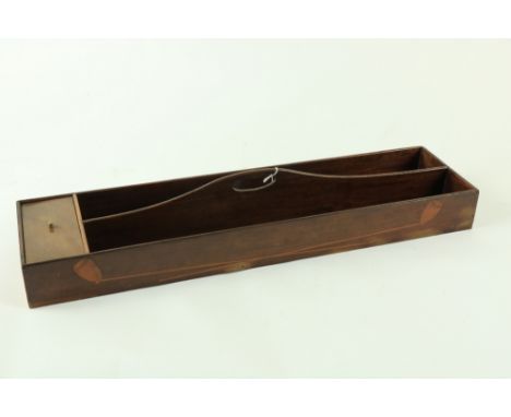 A rare 19th Century rectangular inlaid Pipe and Tobacco Carrier, with hump back saw cut handle and rectangular lidded compart